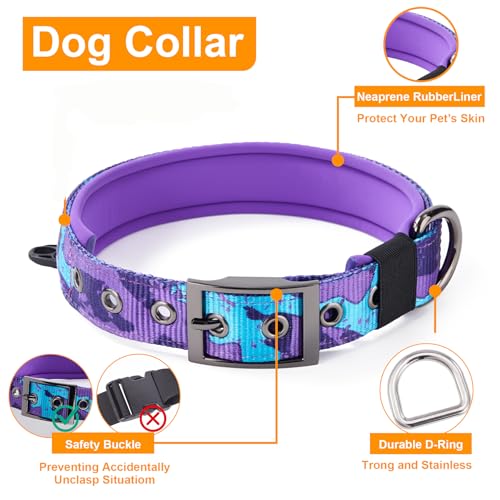 Annchwool No Pull Dog Harness,Heavy Duty Collar & Leash Set-Leash with Double Handle & Car Seatbelt Clip-Easy Control for ...