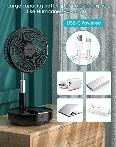 Primevolve Portable Oscillating Standing Fan,Rechargeable Battery Operated USB Floor Table Desk Fan with Remote, Bedroom C...