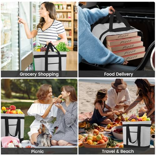mosago Commercial Insulated Food Delivery Bag 39L, Heavy Duty Thermal Catering Tote with Zipper, Leakproof Hot & Cold Tran...