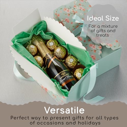 Floral Gift Boxes with Lids & Ribbons (20 Pack) 8” x 4” Cute Decorative Pastel Treat Boxes Empty for Small Presents, Cooki...