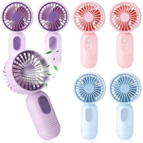 Rossesay 6 Pcs Mini Portable Fan Bulk Cute Handheld Lightweight Small Little Personal Hand Eyelash Fan 3 Speeds USB Rechar...