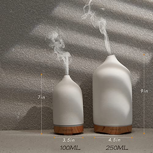 VIVITEST 200ML Ceramic Essential Oil Diffuser,Stone Essential Oil Diffuser,Ultrasonic Aromatherapy Diffusers for Home