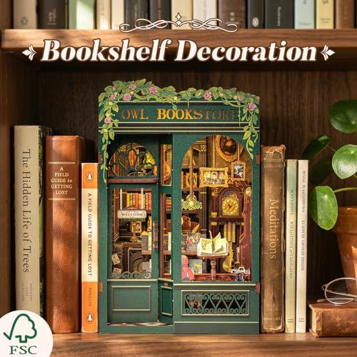 CUTEBEE Book Nook Kit - DIY Miniature House Kit for Adults, Teens and Beginners, Dollhouse Booknook Library Tiny House Boo...
