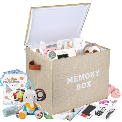 Lukeline Memory Box for Keepsake, Decorative Keepsake Bin with Handles,Memory Box Keepsakes Gift for Anniversary, Wedding,...