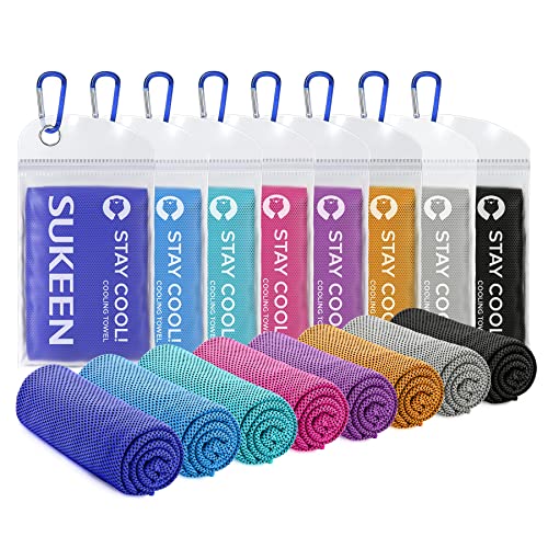 Sukeen Cooling Towels 8 Pack (40"x 12"), Cooling Towels for Neck and Face, Microfiber Breathable Towel for Hot Weather, Sw...