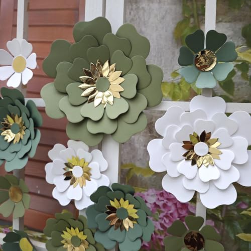 Mybbshower Paper Flower for Birthday Wedding Party Backdrop Nursery Wall Home Decor (10 inch-6 inch) Pack of 12 (Dusty Gre...