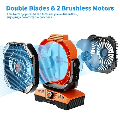 WESTTREE 20000mAh Camping Fan Oscillating Portable Fan Battery Powered Fans Rechargeable Camping essentials with Light Hoo...