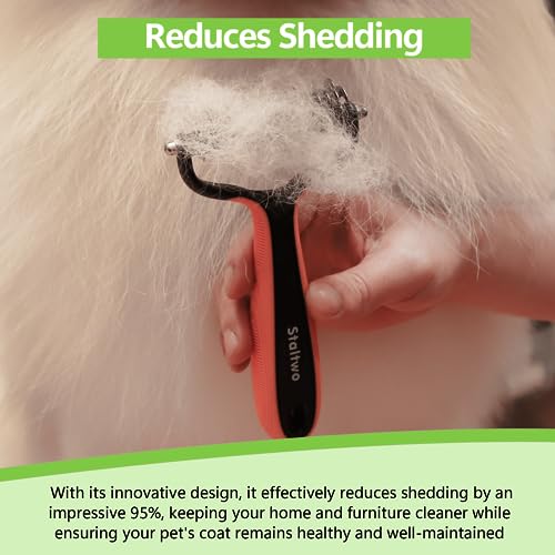Staltwo Deshedding Dog Brush for Shedding - 2-in-1 Professional Undercoat Rake and Furminator for Dogs | Shedding Control ...