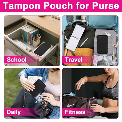 Tampon Holder for Purse, Portable Tampon Bag Organizer Case for Women’s Purse, Travel-Friendly Discreet Period Bag for Fem...