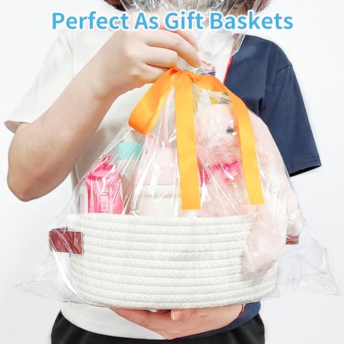 ABenkle Small Woven Basket, Mini Cotton Rope Storage Tiny Shelf Oval Decorative Toy Dog Cat Bin for Nursery, Empty Gift Ba...