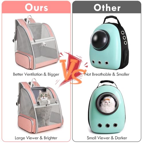 Cat Backpack Carrier, Large Pet Backpack with Kitten Wand Feather Toy for Medium Small Dog Cat Puppy Kitty Bunny up to 15l...
