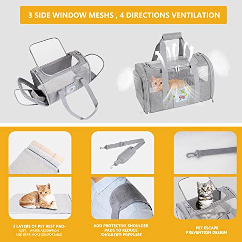 SECLATO Cat Carrier Pet Dog Carrier Airline Approved for Puppy Kitten Carriers Under 15lb, Collapsible Soft Sided TSA Appr...