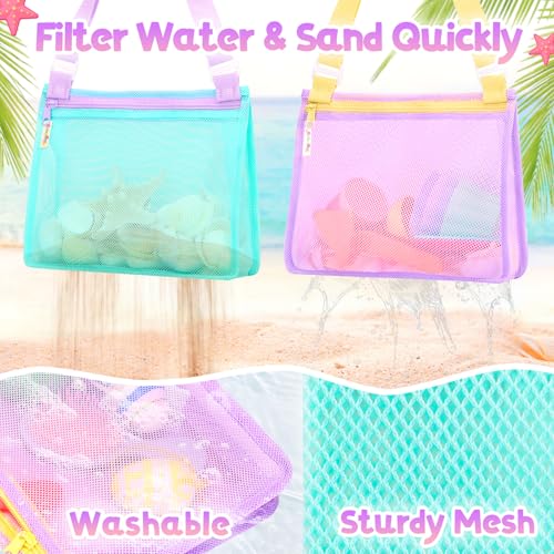 Tagitary Beach Toys Mesh Beach Bags Sand Toys Kids Seashell Bag with Zipper,Outdoor Toys Travel Summer Must Have Accessori...
