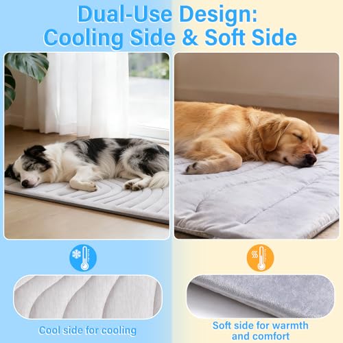 iFldnnry Dog Cooling Mat, 36"x23" Reversible Cooling Pad for Dogs Cats, Pressure Activated Pet Cooling Mat Indoor Outdoor,...