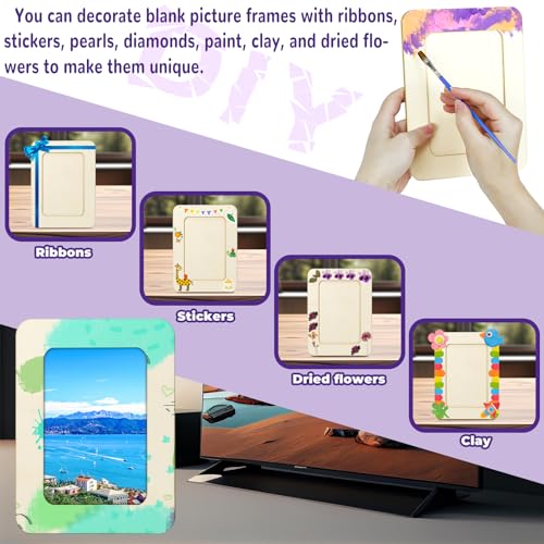 VOKOY 20 Pack Wooden Picture Frames for Crafts, DIY Wood Craft Picture Frames Bulk for 4" x 6" Photos,Unfinished Standing ...