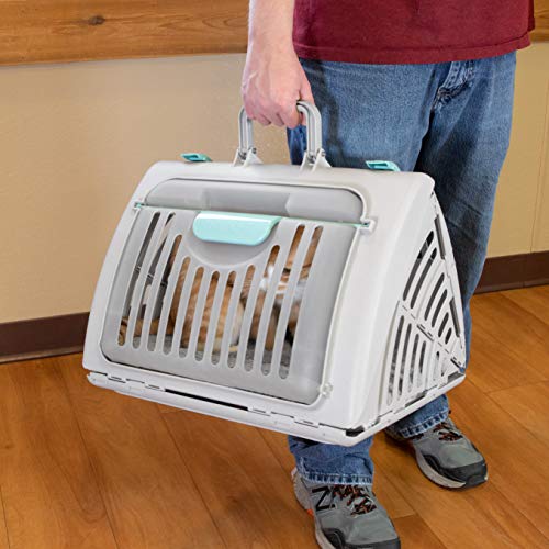 SportPet Large Hard-Sided Travel Cat Carrier - Cat Carrier with Patented Wide Side-Opening Door, Foldable Portable Pet Car...