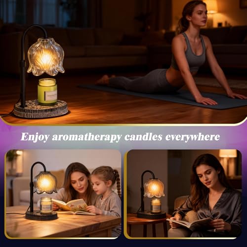 WYghyronic Candle Warmer Lamp with Adjustable Height - Flameless 4-Level Dimmable Wax Warmer, Timer Function & Stylish Des...