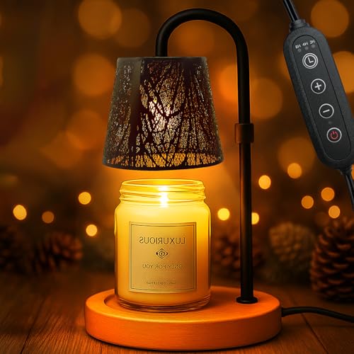 Black Candle Warmer Lamp with Timer Dimmer Adjustable Height for All Size Jar Candles, Birthday Gifts for Women Mom,Tree C...