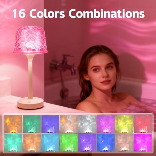 Peledic Waterproof Shower Lamp, Spa-Like Bathroom Light, Rechargeable Cordless Lamp with Touch & Remote Control, 16 Color ...
