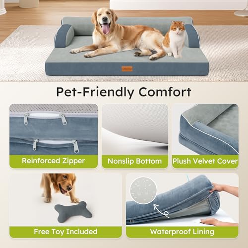 CWAWZ XL Orthopedic Dog Bed, Extra Large Dog Bed, Dual-Sided Pet Cooling Beds with Memory Foam Washable Cover Nonslip Bott...