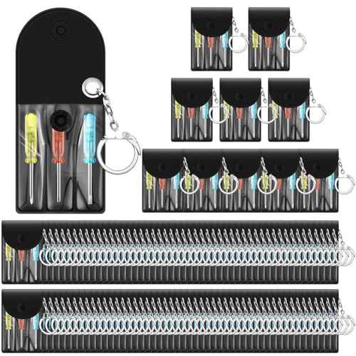 Jutom 110 Set Mini Screwdriver Keychain Set Bulk Includes 3 Mini Screwdrivers in a Portable Pouch with Snap with Hook Bulk...