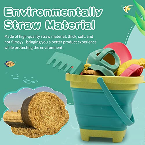 Beach Toys for Kids - Sand Toys Set Includes Collapsible Sand Bucket Shovel and Sand Rake Toy for Beach 12 PCS, Sandbox To...