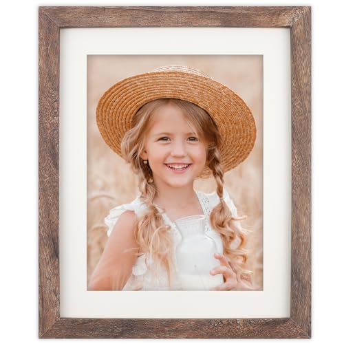 ORIVAN 8x10 Picture Frame Wood Display Picture 6x8 with Mat or 8x10 without Mat Distressed Brown Photo Frame for Wall and ...