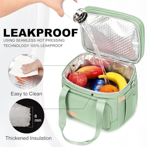 MAPLELILY Lunch Box for Men Women - Double Deck Insulated Lunch Bag, Large Leak Proof Tote Cooler, Wide Open Dual Compartm...