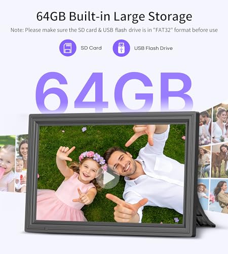 64GB 15.6" Large Digital Picture Frame, Uhale WiFi Electronic Photo Frames with 1920 x 1080 FHD IPS Touch Screen, Support ...