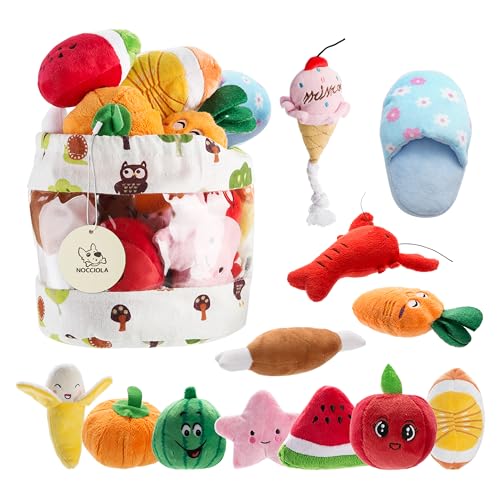 Nocciola Dog Squeaky Toys, Plush Small Dog Toys for Dogs, Stuffed with Squeakers,12 pcs Puppy Toys with a Carrying Bag for...