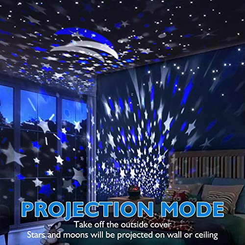 RICTLY Night Light for Kids, Kids Night Light Nebula 360 Degree Rotation - 4 LED Bulbs 12 Light Color Star Projector Chang...