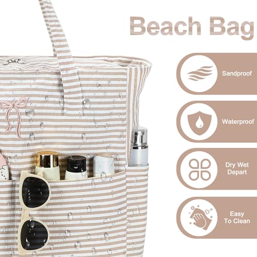 Bluboon Beach Bags for Women, Large Waterproof Tote Bag With Wet Compartment for Pool Weekender Travel Gym