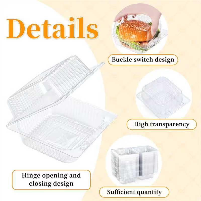 Evnlo 100 Count Clear Plastic Containers with Lids for Food, Thickened Disposable Sandwich Containers Clamshell Boxes for ...