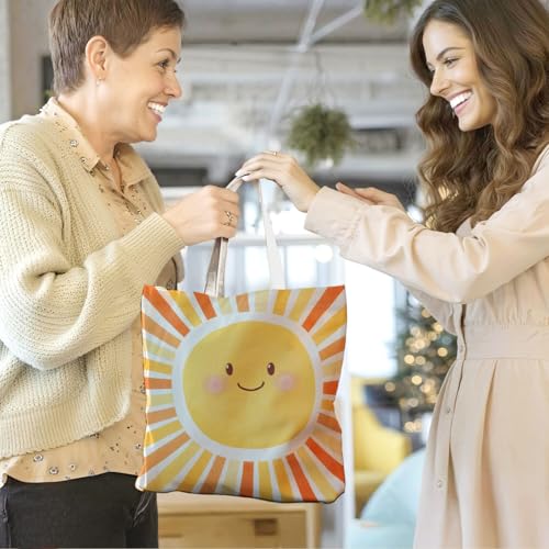 YRDBGHZDF Boho Sun Sunshine Tote Bag, Colorful Canvas Tote Bags, Reusable Grocery Shopping Bag