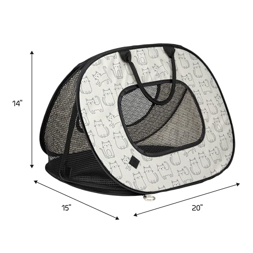 SportPet Designs Pop Open Cat Carrier, Soft-Sided Collapsible Travel Carrier for Cats up to 15 lbs, Lightweight Portable D...