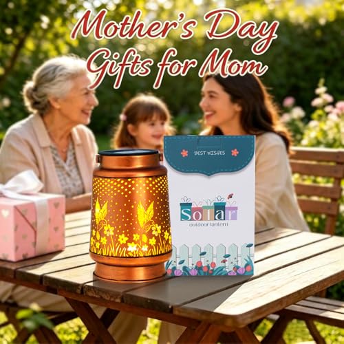 Mothers Day Gifts, Birthday Gifts for Women, Solar Lanterns Outdoor Waterproof, Hummingbird Garden Decor Metal Hanging Dec...
