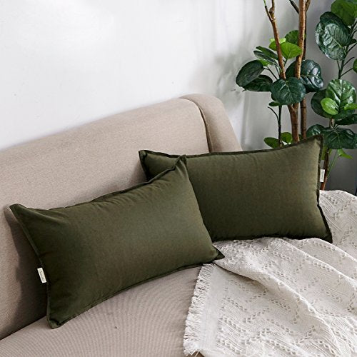 Jeanerlor Cotton Linen Square Decorative Throw Pillow Case Cushion Cover with Twin Needles Stitch on Edge,for Wedding Part...