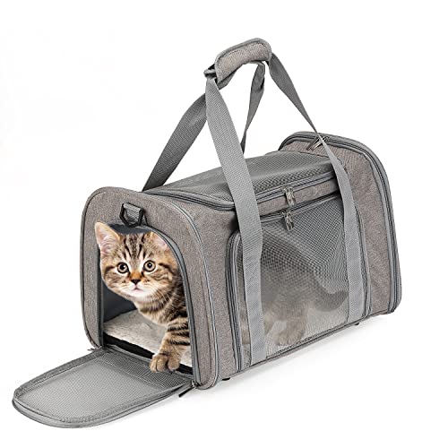 Mr. Pen- Pet Carrier, 17.5" x 11.2" x 11.5", Medium Size, Gray, Portable Travel Carrier for Small Pets, Cats & Small Dogs,...