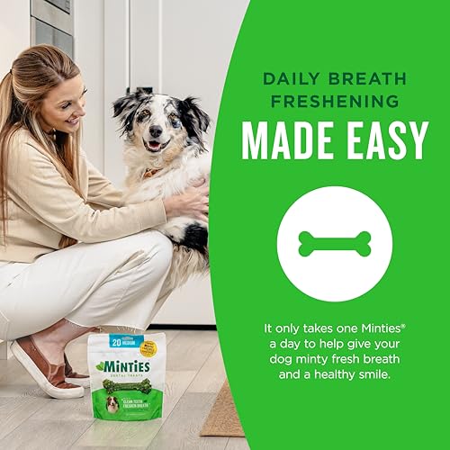 Minties Dog Dental Bone Treats, Tiny/Small Dental Dog Treats, 16 Ounces, Cleans Teeth, Fight Bad Breath, Removes Plaque an...