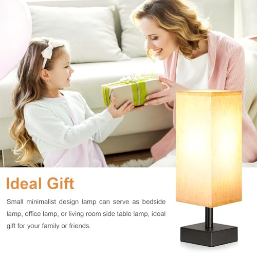 aooshine Small Table Lamp for Bedroom - Bedside Lamps for Nightstand, Minimalist Night Stand Light Lamp with Square Fabric...