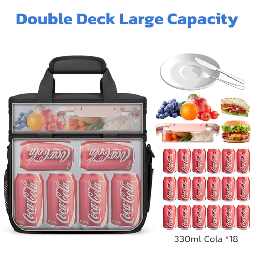 Maelstrom Lunch Box, 20L Insulated Lunch Bag for Men Women, Expandable Double Deck Leakproof Cooler Bag with 6 Pockets, Re...