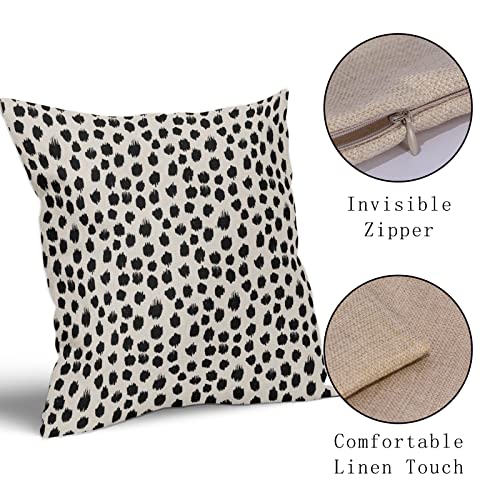 Polka Dot Pillow Covers 16x16 Set of 2 Stylish Black Cream Throw Pillows Boho Design Decorative Outdoor Modern Bohemian Pi...