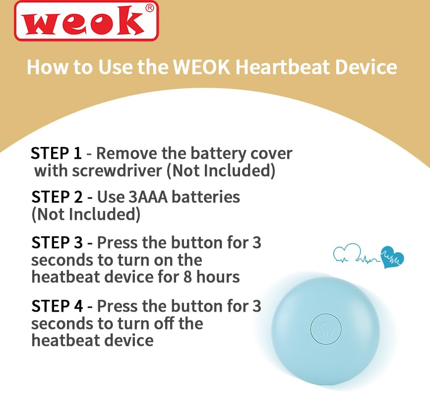 WEOK Heartbeat Puppy Toy, Comfort Cuddler Pillow, Dog Anxiety Relief Calming Aid,Heartbeat Stuffed Toy for Dogs,Puppy Hear...