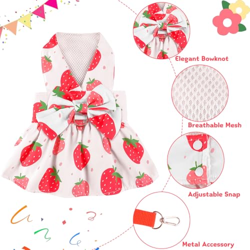 BAOBICUTE Dog Dress Harness Dresses Leash Set for Small Dogs Cute Girl Dog Clothes with Bowknot Puppy Outfits for Shih Tzu...