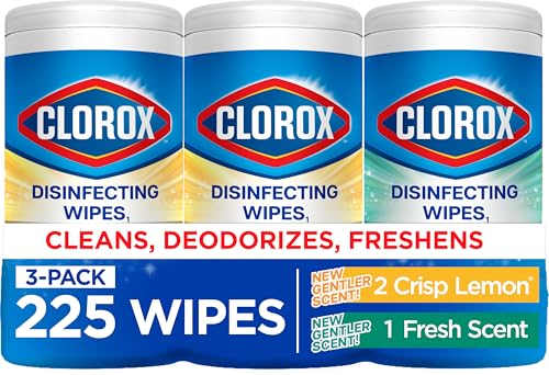 Clorox Disinfecting Cleaning Wipes for Spring Cleaning & Allergy Season, Bleach Free, Fresh Scent and Crisp Lemon, 75 Coun...