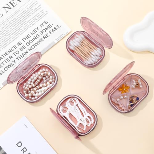 bomyarJr 4 Pcs Qtip Holder Pink Hair Tie organizer Small Container Portable Travel Qtips Case Cotton Swab Holder Flosser D...