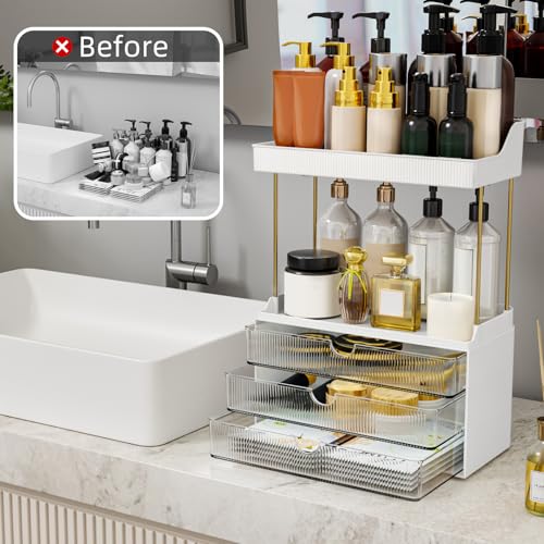 3 Drawers Bathroom Counter Organizer - 5 Tier Makeup Organizer, Versatile Perfume Organizer, Ideal for Bathroom Storage, V...