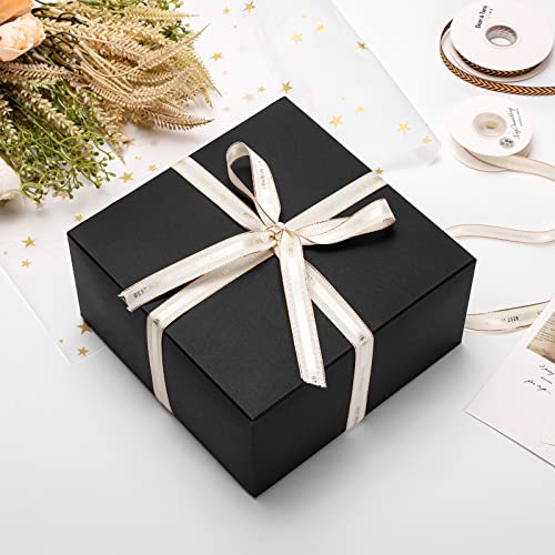 Mcfleet Black Gift Boxes with Lids 8x8x4 Inches 10 Pack Groomsmen Proposal Cardboard Craft Small Gift Box for Christmas, W...