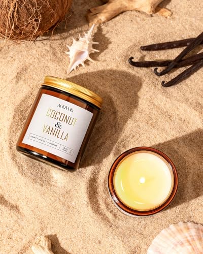 AOOVOO Coconut Vanilla Candles - 9 oz Scented Candles, Aromatherapy Candle, Soy Candle for Home Scented