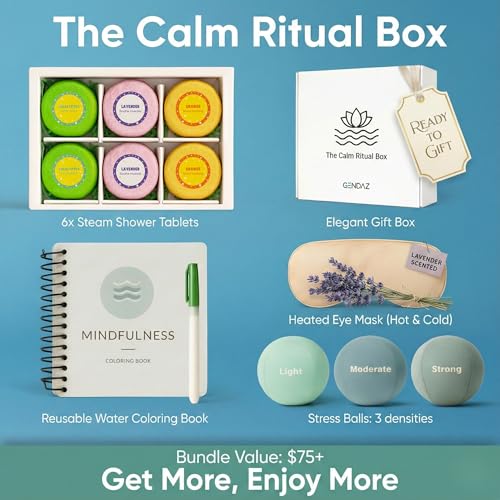 Stress Relief Gifts with Heated Eye Mask, Stress Balls for Adults, Shower Steamers & Adult Coloring Book for sinus relief...